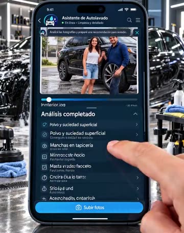 El asistente para autolavados contestando