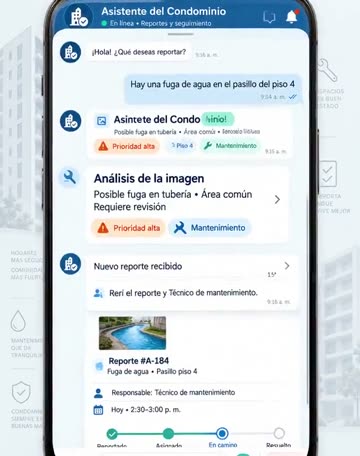 El asistente para administración de condominios contestando
