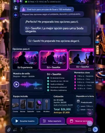 El asistente para música y dj para eventos contestando
