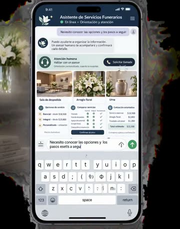 El asistente para funerarias contestando